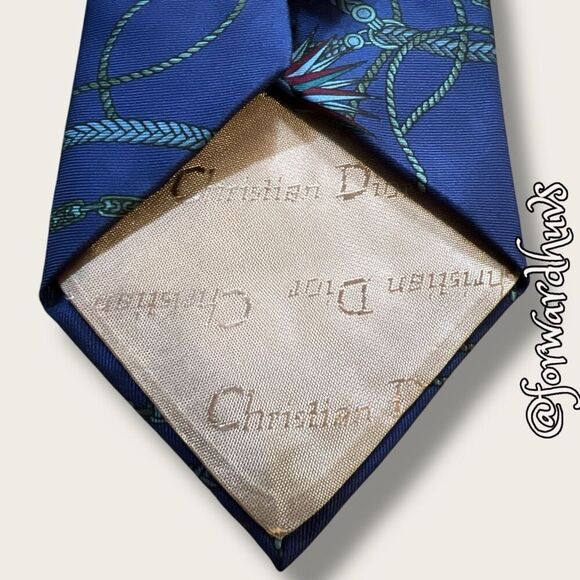 Vintage Christian Dior Monsieur Necktie with CD Logo and Pattern - Picture 4 of 10
